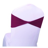Mds Pack Of 25 Spandex Chair Sashes Bow Sash Elastic Chair Bands Ties Without Buckle For Wedding And Events Decoration Spandex Slider Sashes Bow - Eggplant