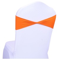 Mds Pack Of 25 Spandex Chair Sashes Bow Sash Elastic Chair Bands Ties Without Buckle For Wedding And Events Decoration Spandex Slider Sashes Bow - Orange