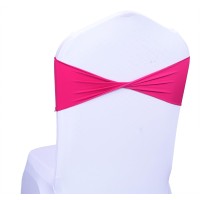 Mds Pack Of 10 Spandex Chair Sashes Bow Sash Elastic Chair Bands Ties Without Buckle For Wedding And Events Decoration Spandex Slider Sashes Bow - Magenta