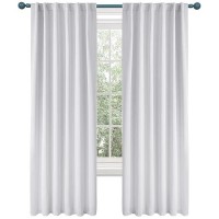 Deconovo Blackout Curtains Back Tab And Rod Pocket Thermal Insulated Curtain Penels For Sliding Door 52Wx108L Inch Greyish White 2 Panels