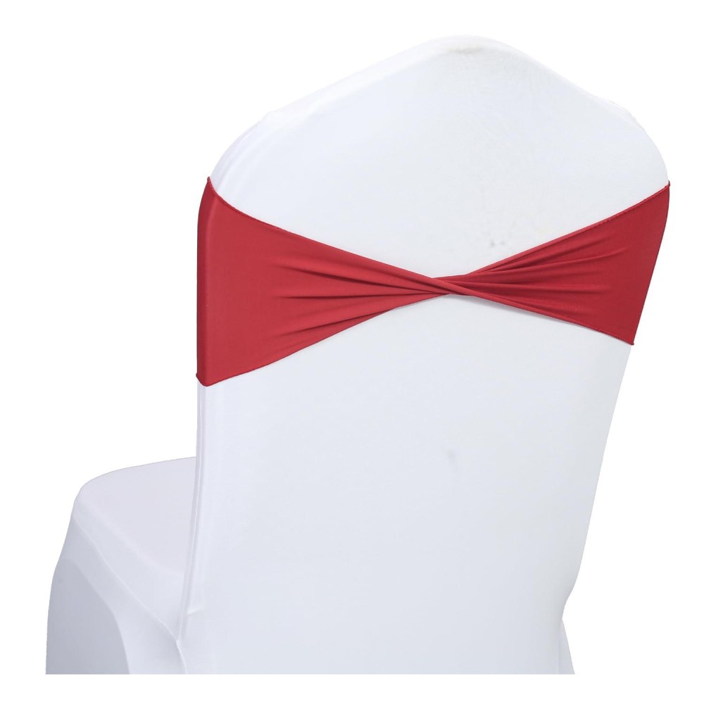 Mds Pack Of 100 Spandex Chair Sashes Bow Sash Elastic Chair Bands Ties Without Buckle For Wedding And Events Decoration Spandex Slider Sashes Bow - Apple Red