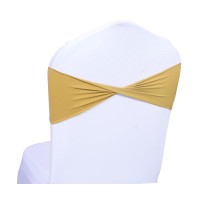 Mds Pack Of 25 Spandex Chair Sashes Bow Sash Elastic Chair Bands Ties Without Buckle For Wedding And Events Decoration Spandex Slider Sashes Bow - Gold
