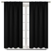 Bgment Short Black Blackout Curtains For Bedroom Rod Pocket Thermal Insulated Window Treatment Black Out Drapes For Kitchen 4