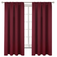 Bgment Burgundy Blackout Curtains 63 Inch Length For Bedroom Rod Pocket Thermal Insulated Room Darkening Curtain For Living Ro