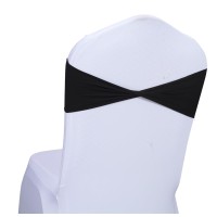 Mds Pack Of 75 Spandex Chair Sashes Bow Sash Elastic Chair Bands Ties Without Buckle For Wedding And Events Decoration Spandex Slider Sashes Bow - Black