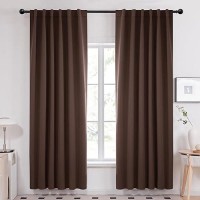 Deconovo Extra Long Blackout Curtains  Back Tab And Rod Pocket Blackout Curtains Thermal Insulated Curtains For Bedroom (52X108 Inch  Chocolate  2 Panels)