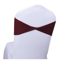 Mds Pack Of 100 Spandex Chair Sashes Bow Sash Elastic Chair Bands Ties Without Buckle For Wedding And Events Decoration Spandex Slider Sashes Bow - Burgundy