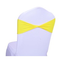 Mds Pack Of 50 Spandex Chair Sashes Bow Sash Elastic Chair Bands Ties Without Buckle For Wedding And Events Decoration Spandex Slider Sashes Bow - Yellow