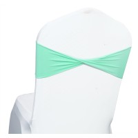 Mds Pack Of 10 Spandex Chair Sashes Bow Sash Elastic Chair Bands Ties Without Buckle For Wedding And Events Decoration Spandex Slider Sashes Bow - Sea Green