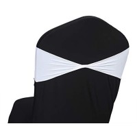 Mds Pack Of 125 Pcs Spandex Chair Sashes Bows Elastic Chair Bands Ties Without Buckle Slider Bow For Wedding Decoration Spandex Slider Sashes Bow - White