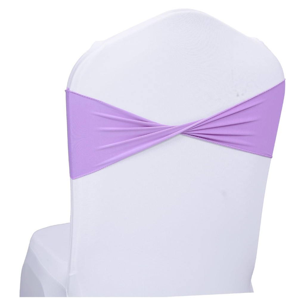 Mds Pack Of 100 Spandex Chair Sashes Bow Sash Elastic Chair Bands Ties Without Buckle For Wedding And Events Decoration Spandex Slider Sashes Bow - Lavender