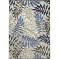 Nourison Aloha Indooroutdoor Greyblue 53 X 75 Area Rug Easy Cleaning Non Shedding Bed Room Living Room Dining Room