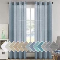 Hversailtex Linen Curtains Flax Linen Blended Curtain Panels For Living Roombedroom Semi Sheer Privacy Curtains 96 Inch Length