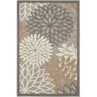 Nourison Aloha Indooroutdoor Area Rug 2 8 X 4 Natural Rectangular Tropical Botanical Easycleaning Non Shedding Bed Room