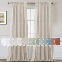 Hversailtex Angora Flax Linen Curtains 84 Inch Length For Bedroom 2 Panels Rod Pocket Light Filtering Canvas Cloth Look Semi Sh