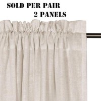 Hversailtex Angora Flax Linen Curtains 84 Inch Length For Bedroom 2 Panels Rod Pocket Light Filtering Canvas Cloth Look Semi Sh