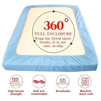 Ntbay Twin Extralong Fitted Sheet Only Brushed Microfiber Deep Pocket Fitted Sheet Soft Wrinklefree Faderesistant Stai