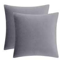 Gigizaza Deep Grey Velvet Decorative Throw Pillow Covers For Sofa Bed 2 Pack Soft Cushion Cover