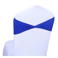 Mds Pack Of 200 Pcs Spandex Chair Sashes Bows Elastic Chair Bands Ties Without Buckle Slider Bow For Wedding Decoration Spandex Slider Sashes Bow - Royal Blue