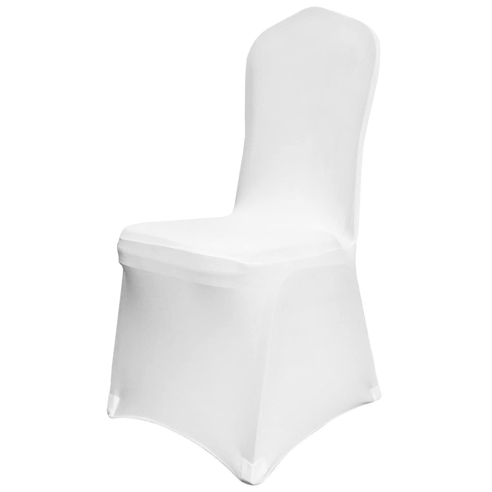 Vevor 50 Pcs White Chair Covers Polyester Spandex Chair Cover Stretch Slipcovers For Wedding Party Dining Banquet Flat-Front Chair Covers