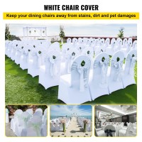 Vevor 50 Pcs White Chair Covers Polyester Spandex Chair Cover Stretch Slipcovers For Wedding Party Dining Banquet Flat-Front Chair Covers