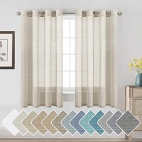 Hversailtex Linen Curtains Flax Linen Blended Curtain Panels For Living Roombedroom Semi Sheer Privacy Curtains 63 Inch Length