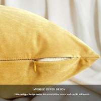 Gigizaza Yellow Velvet Decorative Throw Pillow Covers For Sofa Bed 2 Pack Soft Cushion Cover