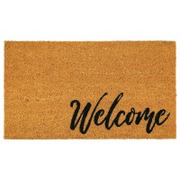 Mdesign Nonslip Rectangular Coir And Rubber Entryway Welcome Doormat With Natural Fibers For Indoor Or Outdoor Use Decorative