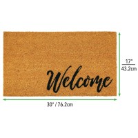 Mdesign Nonslip Rectangular Coir And Rubber Entryway Welcome Doormat With Natural Fibers For Indoor Or Outdoor Use Decorative