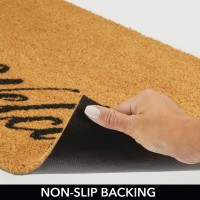 Mdesign Nonslip Rectangular Coir And Rubber Entryway Welcome Doormat With Natural Fibers For Indoor Or Outdoor Use Decorative