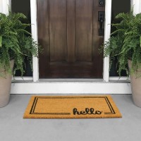 Mdesign Rectangular Coir And Rubber Entryway Welcome Doormat With Natural Fibers For Indoor Or Outdoor Use Decorative Script H