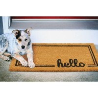 Mdesign Rectangular Coir And Rubber Entryway Welcome Doormat With Natural Fibers For Indoor Or Outdoor Use Decorative Script H