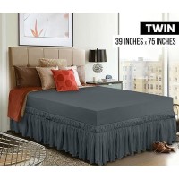 Utopia Bedding Twin Elastic Bed Ruffle Easy Wrap Around Ruffle Microfiber Bed Skirt With Adjustable Elastic Belt 16 Inch Tai