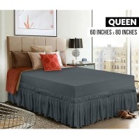 Utopia Bedding Queen Elastic Bed Ruffle Easy Wrap Around Ruffle Microfiber Bed Skirt With Adjustable Elastic Belt 16 Inch Ta