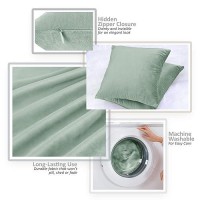 Nestl Throw Pillow Covers Cozy Velvet Decorative Mint Pillow Covers 20 X 20 Inches Soft Solid Couch Pillow Covers For Sofa Be