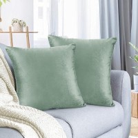 Nestl Throw Pillow Covers Cozy Velvet Decorative Mint Pillow Covers 20 X 20 Inches Soft Solid Couch Pillow Covers For Sofa Be