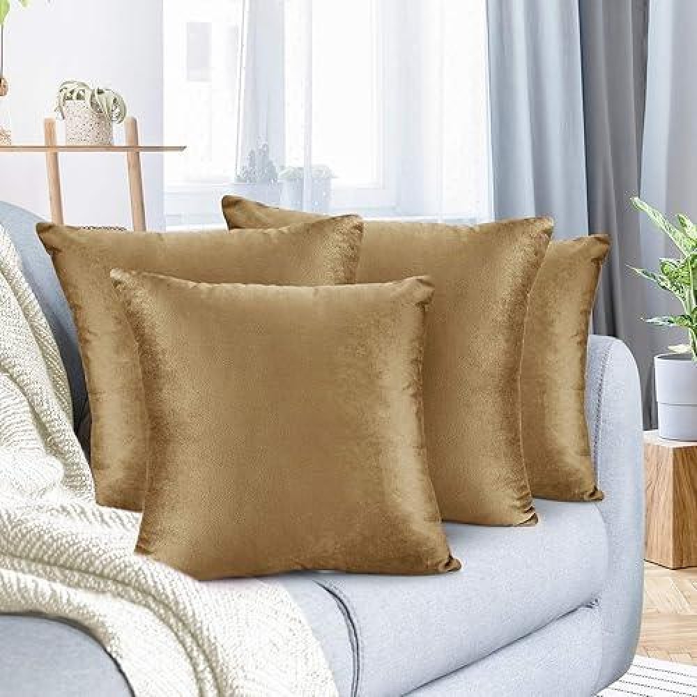 Nestl Throw Pillow Covers Cozy Velvet Decorative Autumn Pillow Covers 22 X 22 Inches Soft Solid Couch Pillow Covers For Sofa