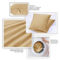 Nestl Throw Pillow Covers Cozy Velvet Decorative Camel Gold Pillow Covers 18 X 18 Inches Soft Solid Couch Pillow Covers For So