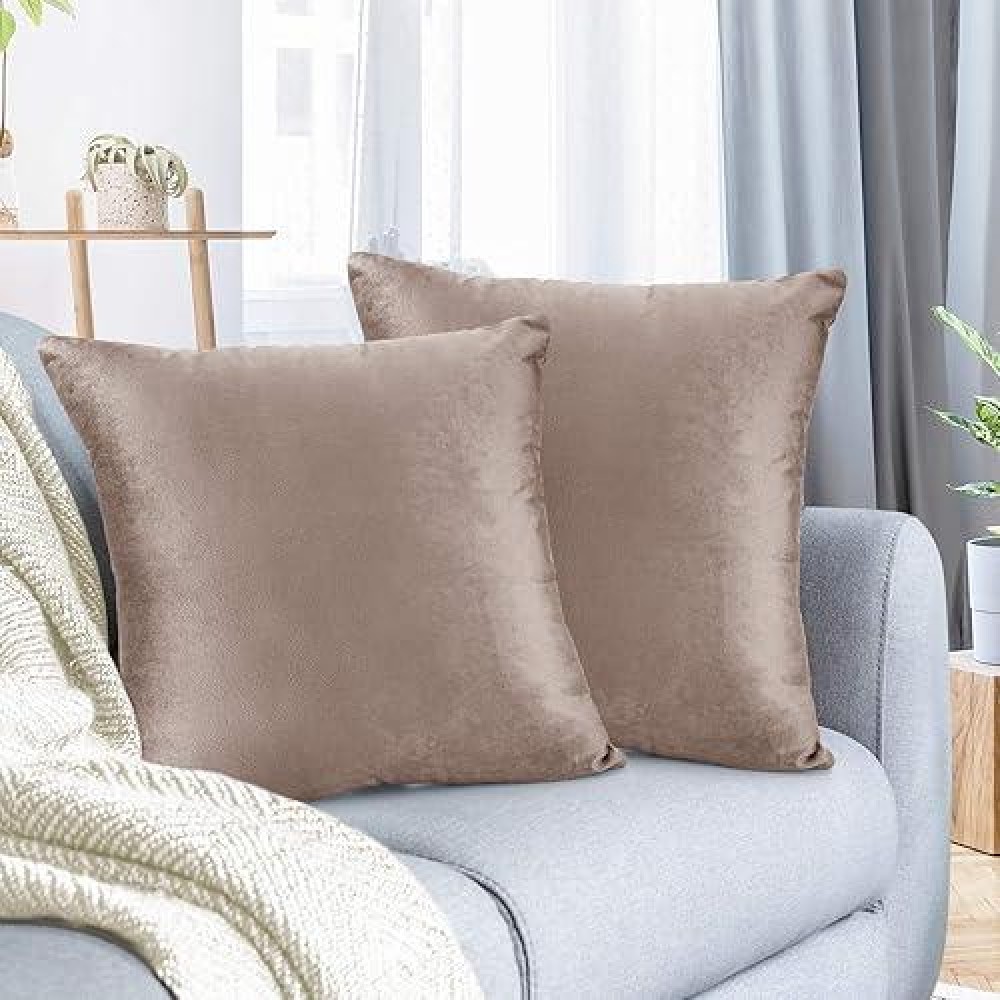 Nestl Throw Pillow Covers Cozy Velvet Decorative Pillow Cases 24 X 24 Inches Soft Solid Couch Pillow Covers For Sofa Bed And