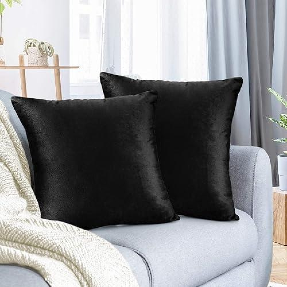 Nestl Throw Pillow Covers Cozy Velvet Decorative Outdoor Pillow Covers 16 X 16 Inches Soft Solid Cushion Covers For Sofa Bed