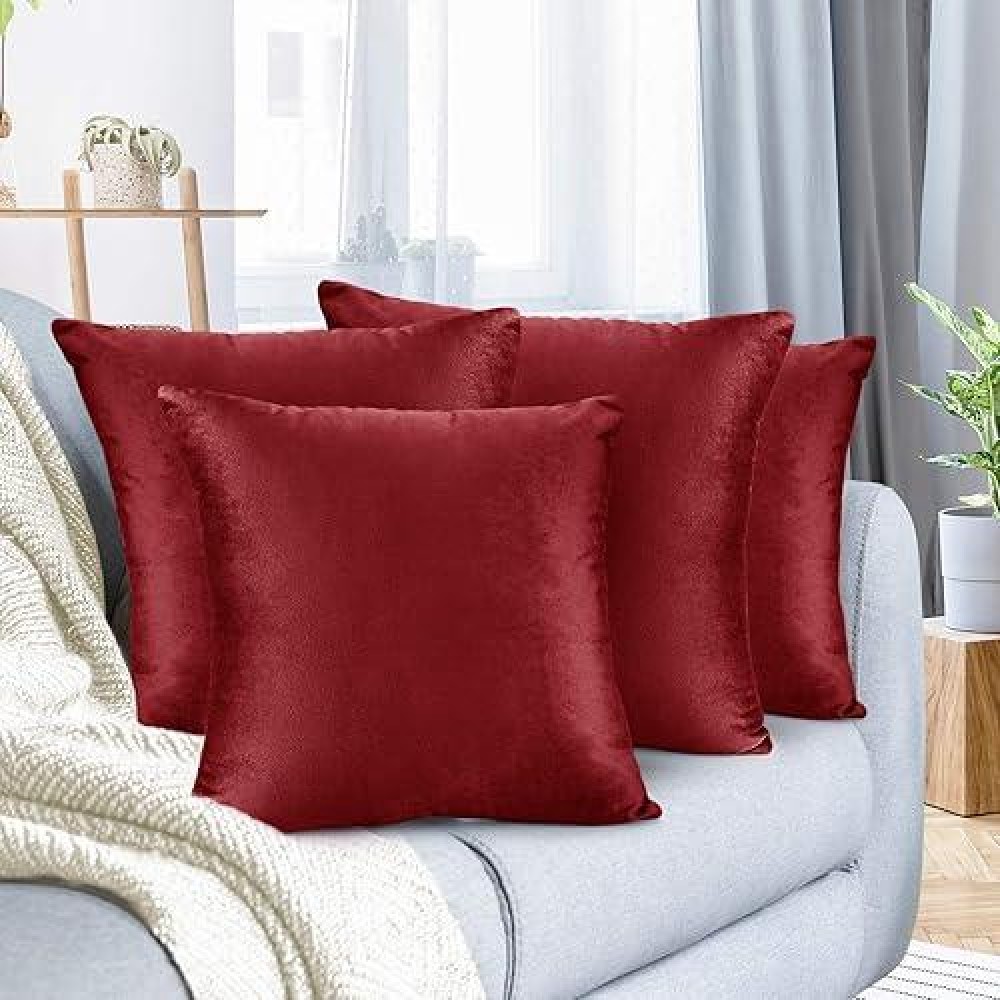 Nestl Throw Pillow Covers Cozy Velvet Decorative Pillow Cases 24 X 24 Inches Soft Solid Couch Pillow Covers For Sofa Bed And