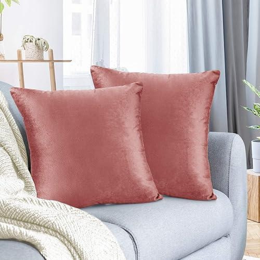 Nestl Throw Pillow Covers Cozy Velvet Decorative Misty Rose Pillow Covers 20 X 20 Inches Soft Solid Couch Pillow Covers For So