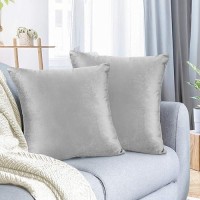 Nestl Throw Pillow Covers Cozy Velvet Decorative Light Gray Pillow Covers 20 X 20 Inches Soft Solid Couch Pillow Covers For So