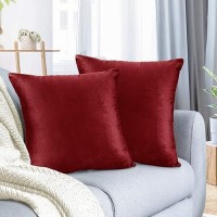 Nestl Throw Pillow Covers Cozy Velvet Decorative Red Pillow Covers 20 X 20 Inches Soft Solid Couch Pillow Covers For Sofa Bed