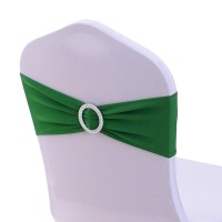 Wensinl Pack Of 50 Spandex Chair Sashes Bows Elastic Chair Bands With Buckle Slider Sashes Bows For Wedding Decorations Without White Covers (Green)