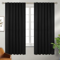 Bgment Black Curtains 63 Inch Rod Pocket And Back Tab Thermal Blackout Curtains For Bedroom Room Darkening Curtains For Living