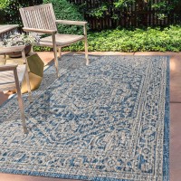 Jonathan Y Smb101B3 Sinjuri Medallion Textured Weave Indooroutdoor Navygray 3 Ft X 5 Ft Arearug Coastal Easycleaning For