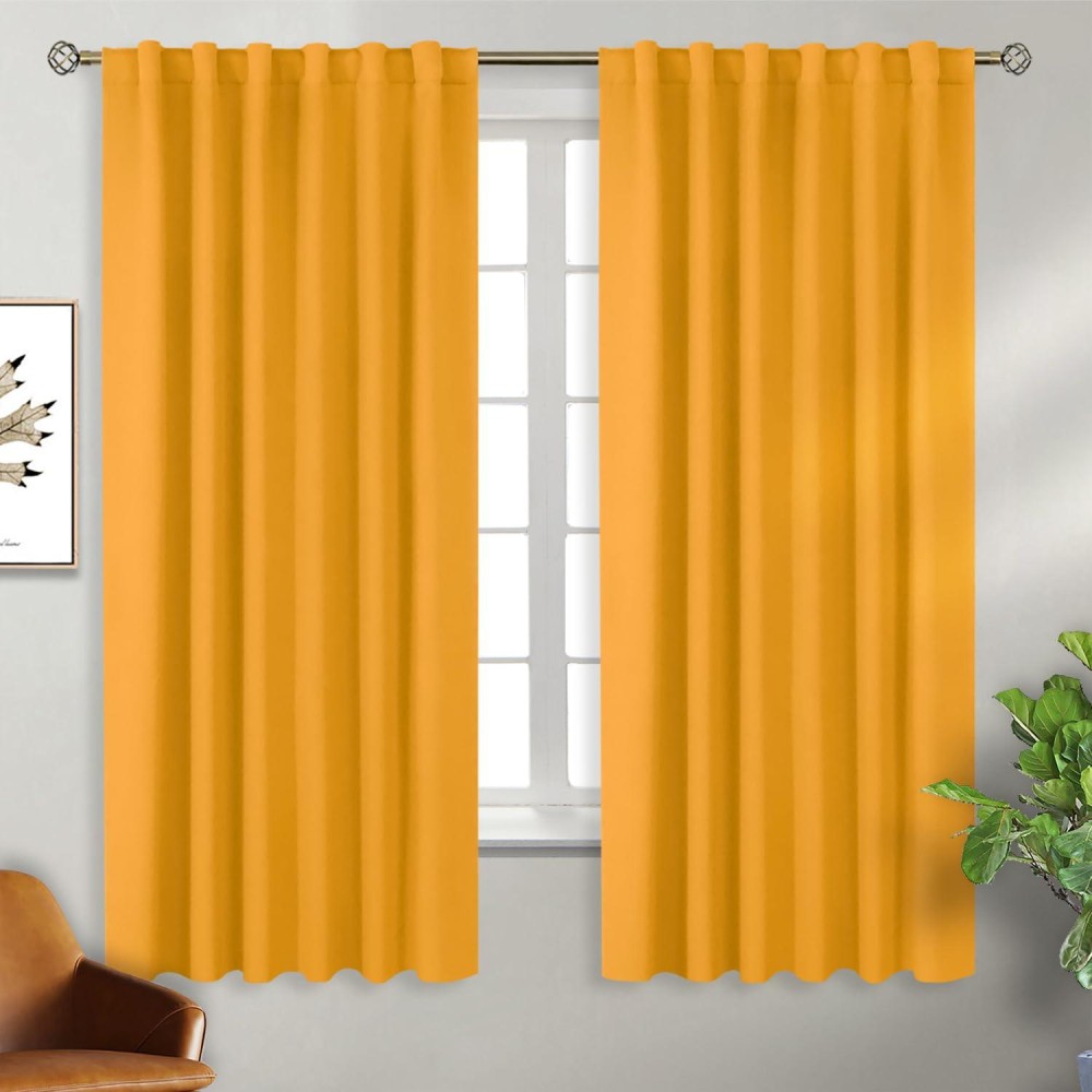 Bgment Rod Pocket And Back Tab Blackout Curtains For Bedroom Thermal Insulated Room Darkening Curtains For Living Room 2 Wind