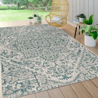 Jonathan Y Estrella Bohemian Medallion Textured Weave Indooroutdoor Tealgray 5 Ft X 8 Ft Arearug Coastal Easycleaning Hig