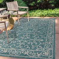 Jonathan Y Charleston Vintage Filigree Textured Weave Indooroutdoor Tealgray 8 Ft X 10 Ft Arearug Classic Easycleaning Hi